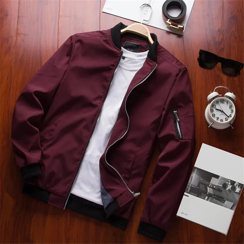 Men's Slim Fit Bomber Jacket - Zipper Windbreaker