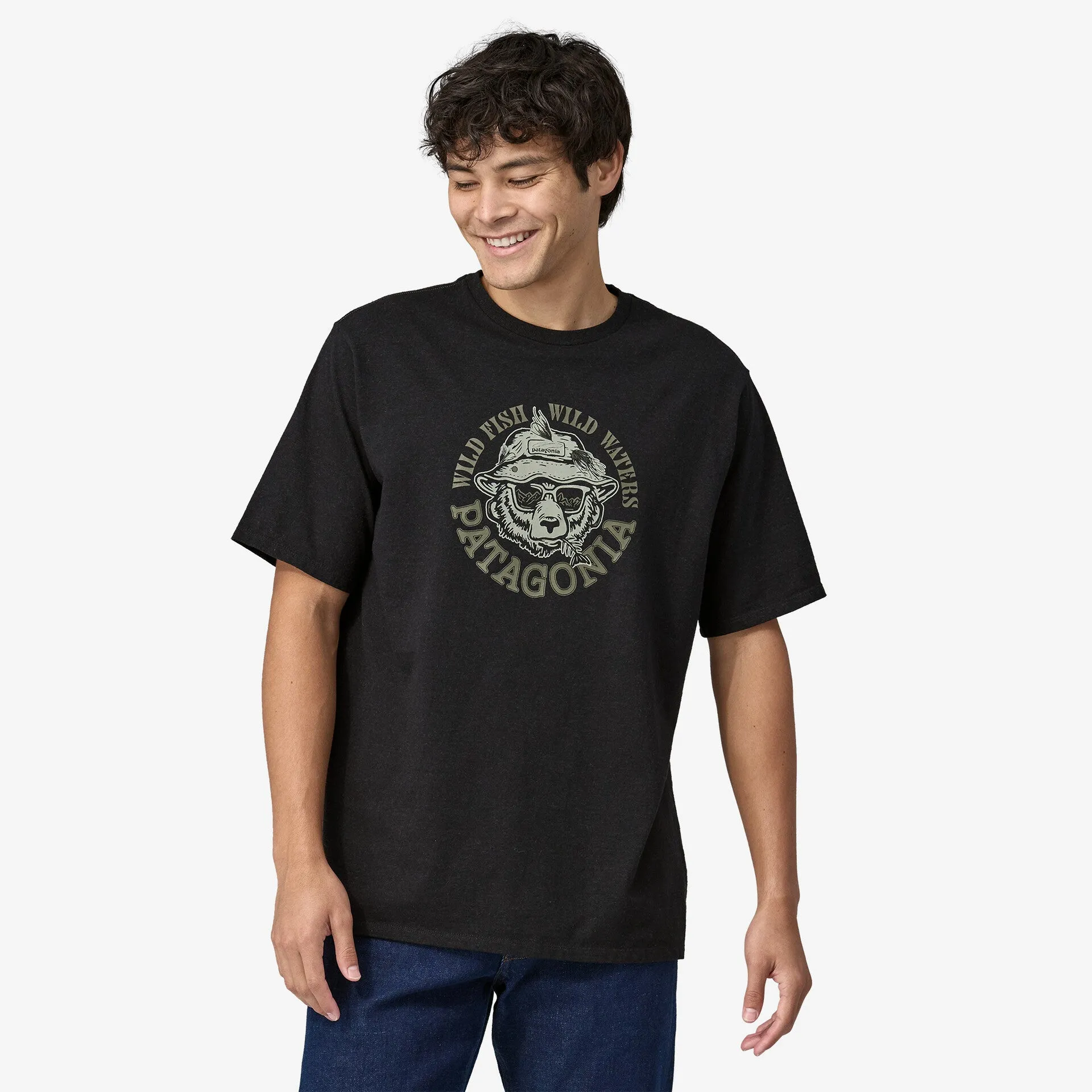 Men's Take a Stand Responsibili Patagonia T-Shirt in Wild Grizz: Gravel Heather