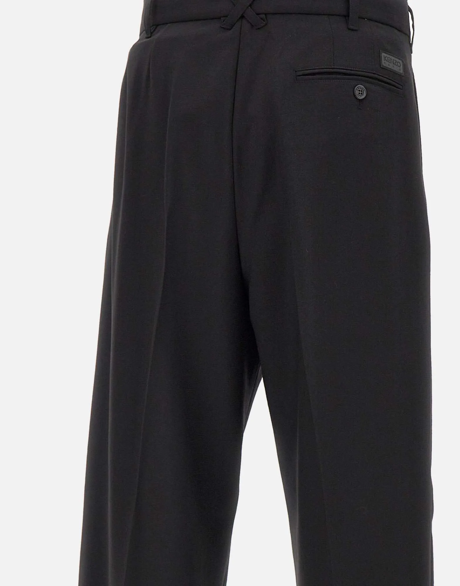 Pleated Black Wool Trousers for Men