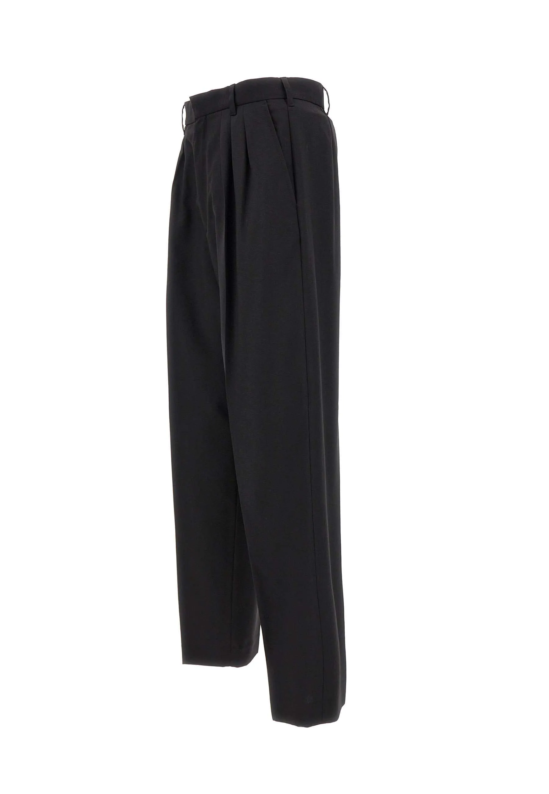 Pleated Black Wool Trousers for Men