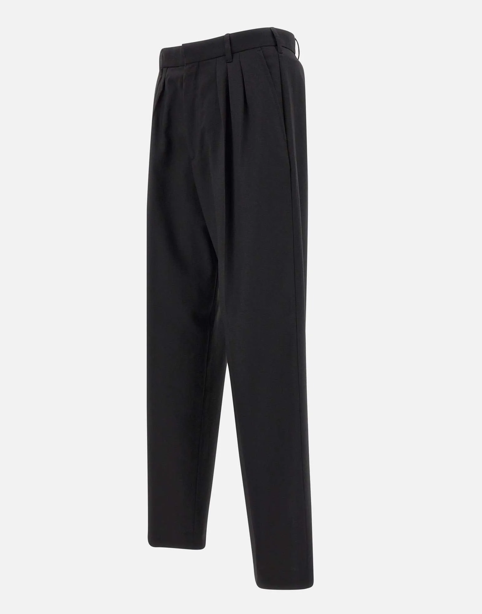 Pleated Black Wool Trousers for Men