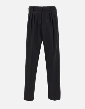Pleated Black Wool Trousers for Men