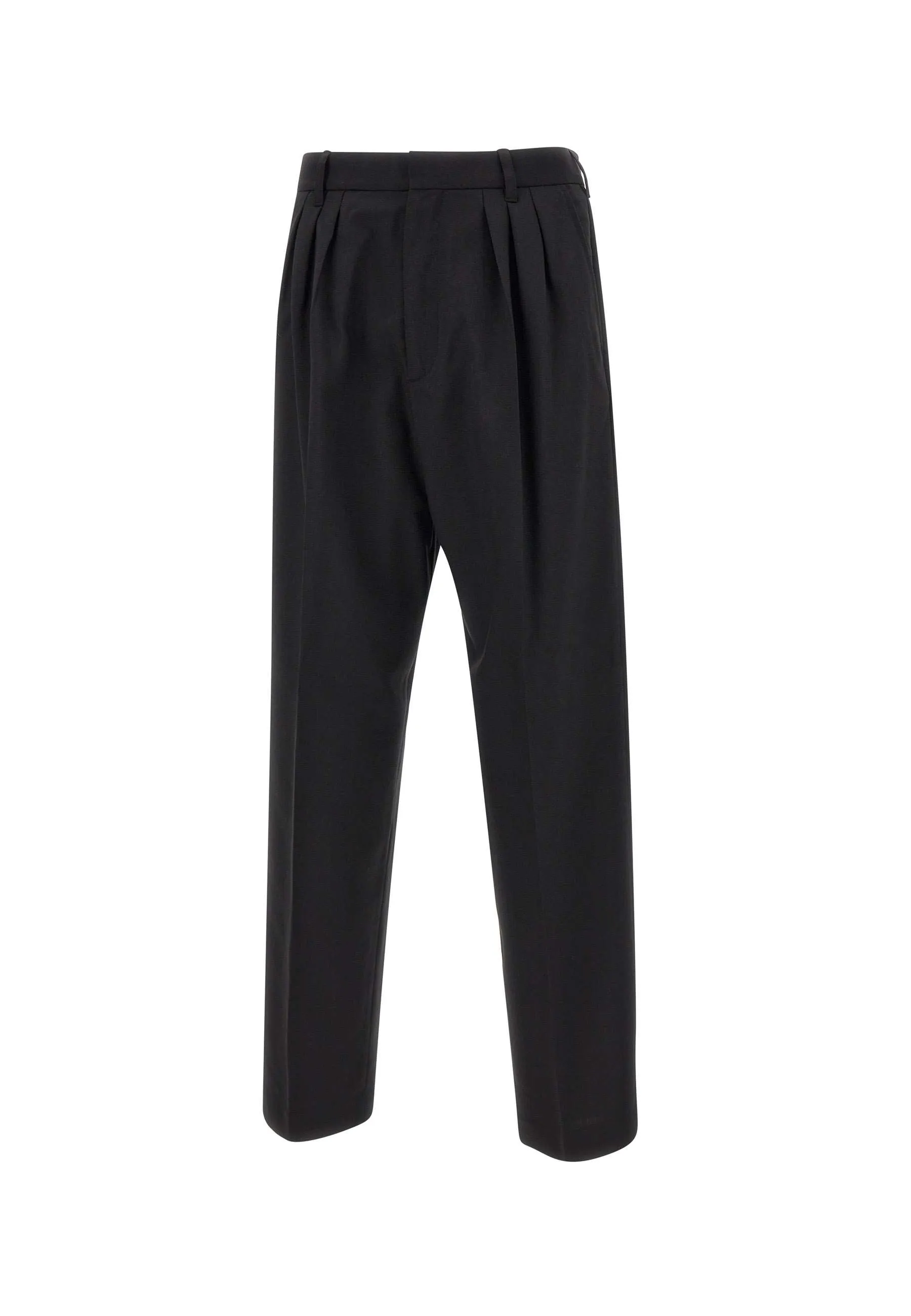 Pleated Black Wool Trousers for Men