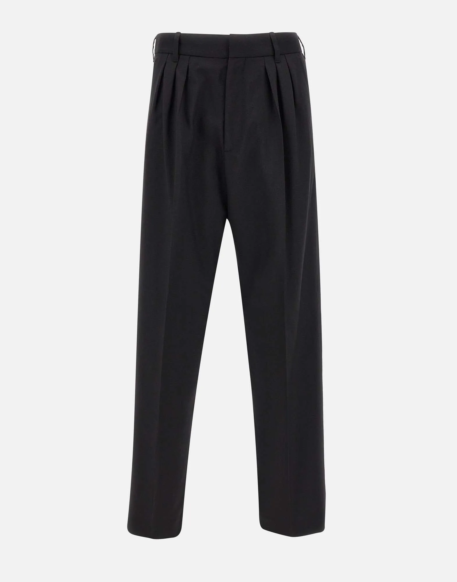 Pleated Black Wool Trousers for Men