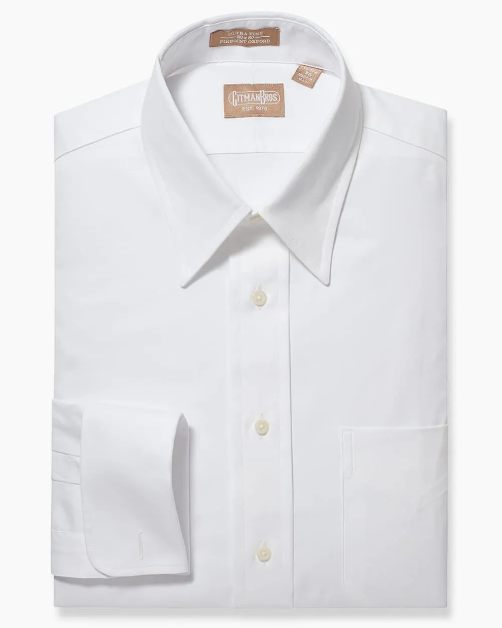 Point Collar Pinpoint French Cuff White - Classic