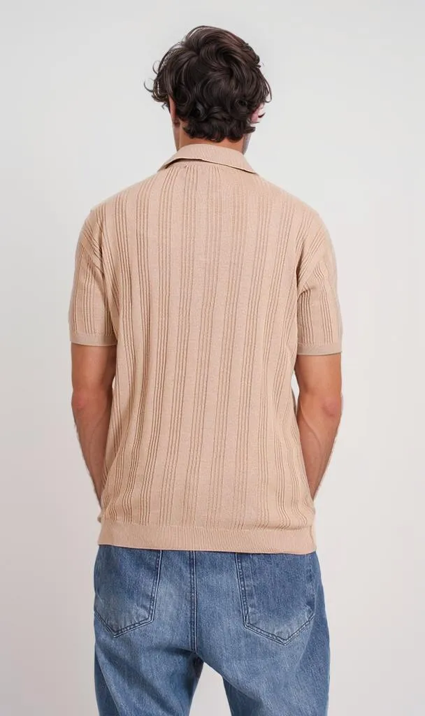 R205797 -Ribbed Polo Shirt - Beige