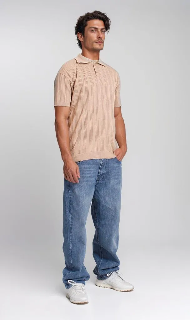 R205797 -Ribbed Polo Shirt - Beige