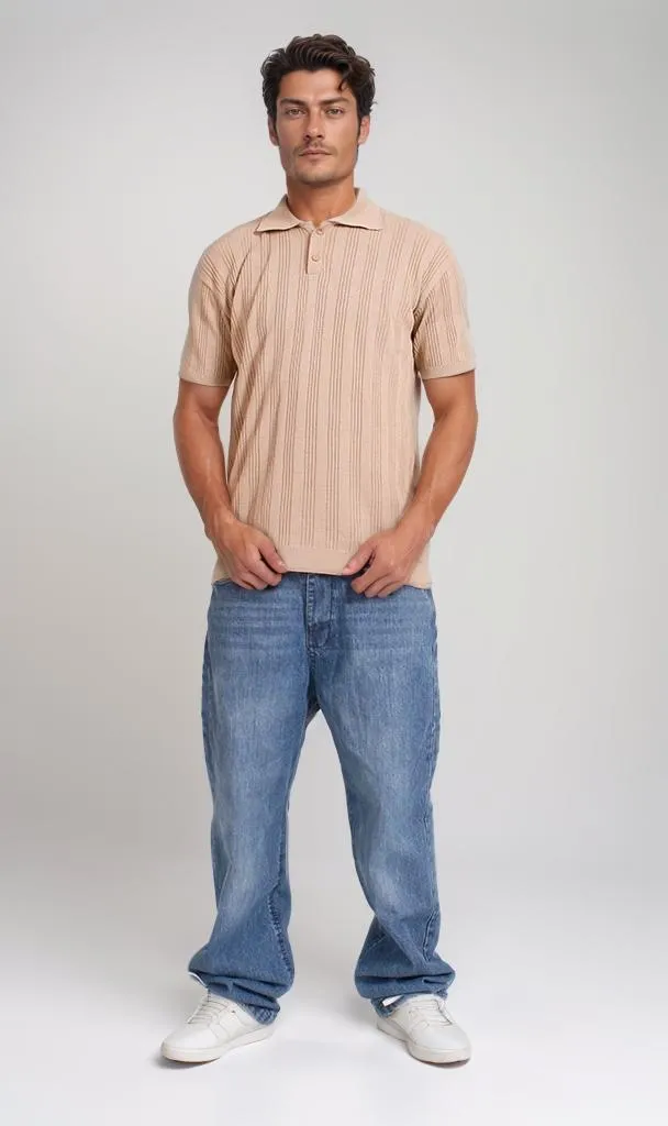 R205797 -Ribbed Polo Shirt - Beige