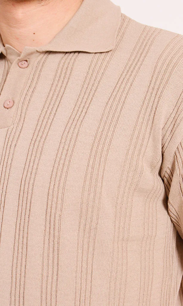 R205797 -Ribbed Polo Shirt - Beige