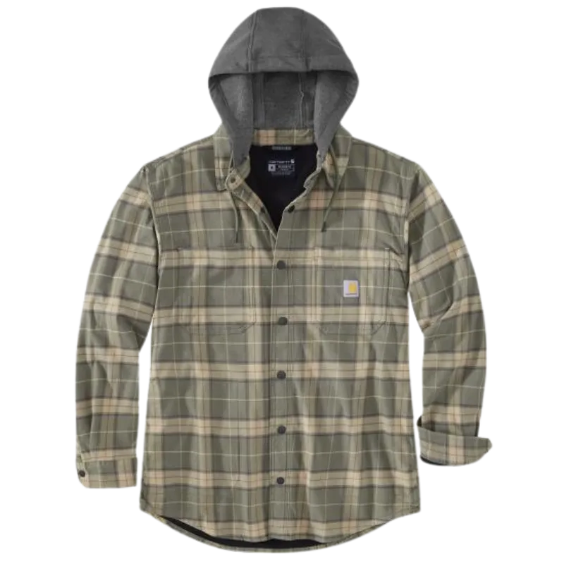 Rugged Flex Relaxed Fit Flannel Fleece-Lined Hooded Shirt Jac | Dusty Olive