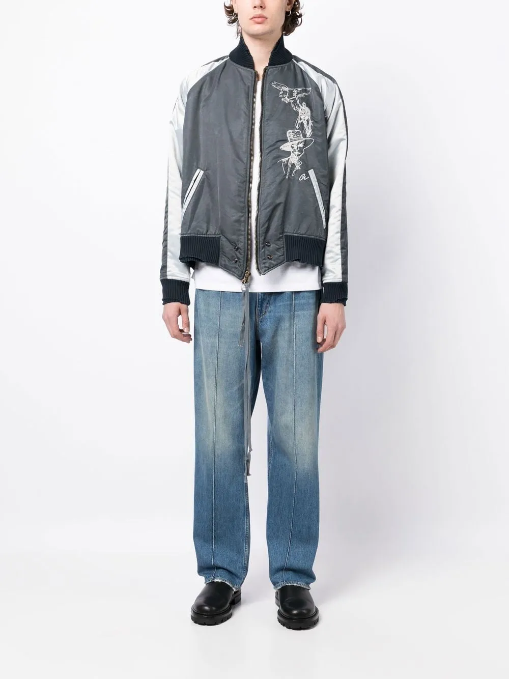 Sketch-Print Bomber Jacket