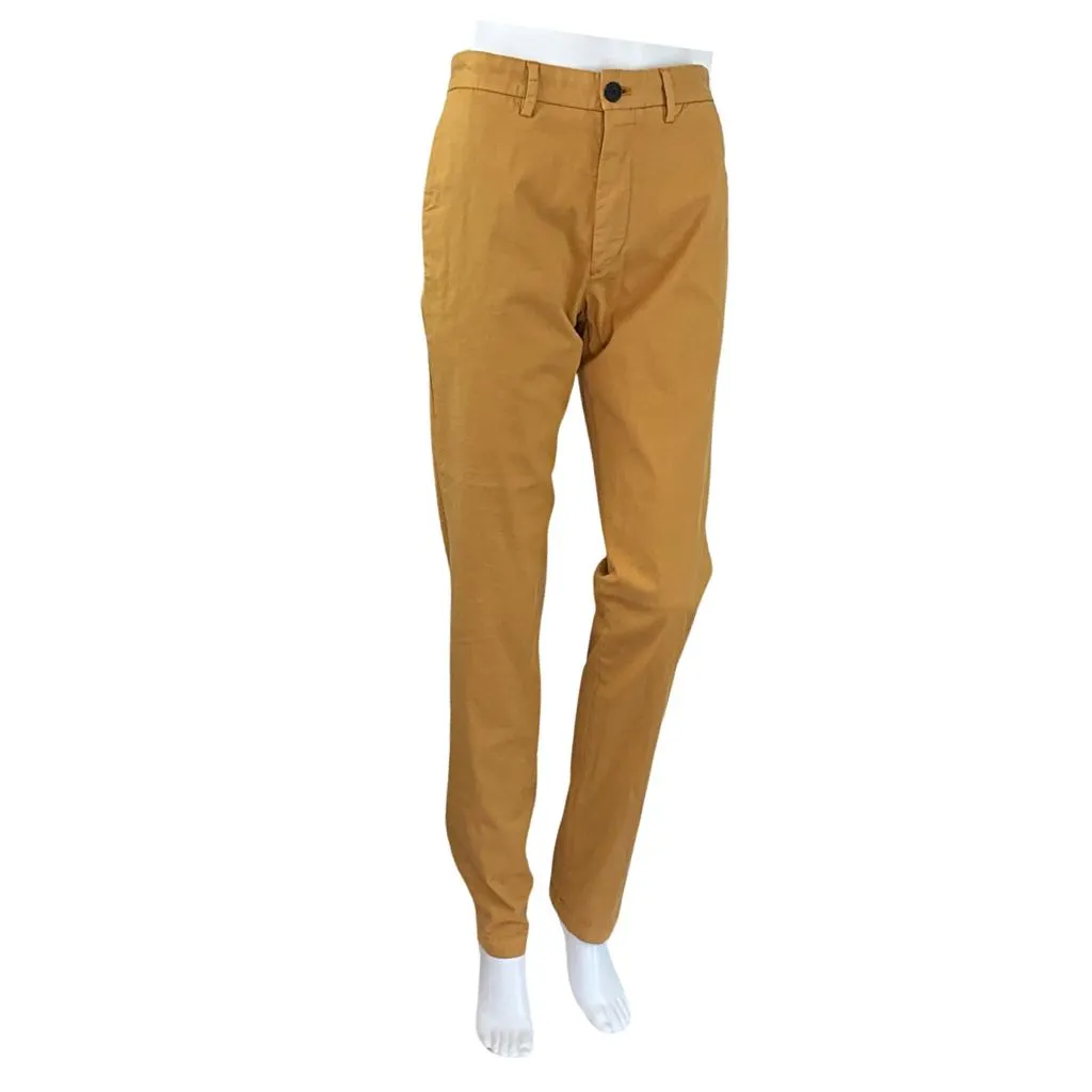 Theory Men's Zaine Patton Flat Front Stretch Solid Cotton Pants Brown Sz 28