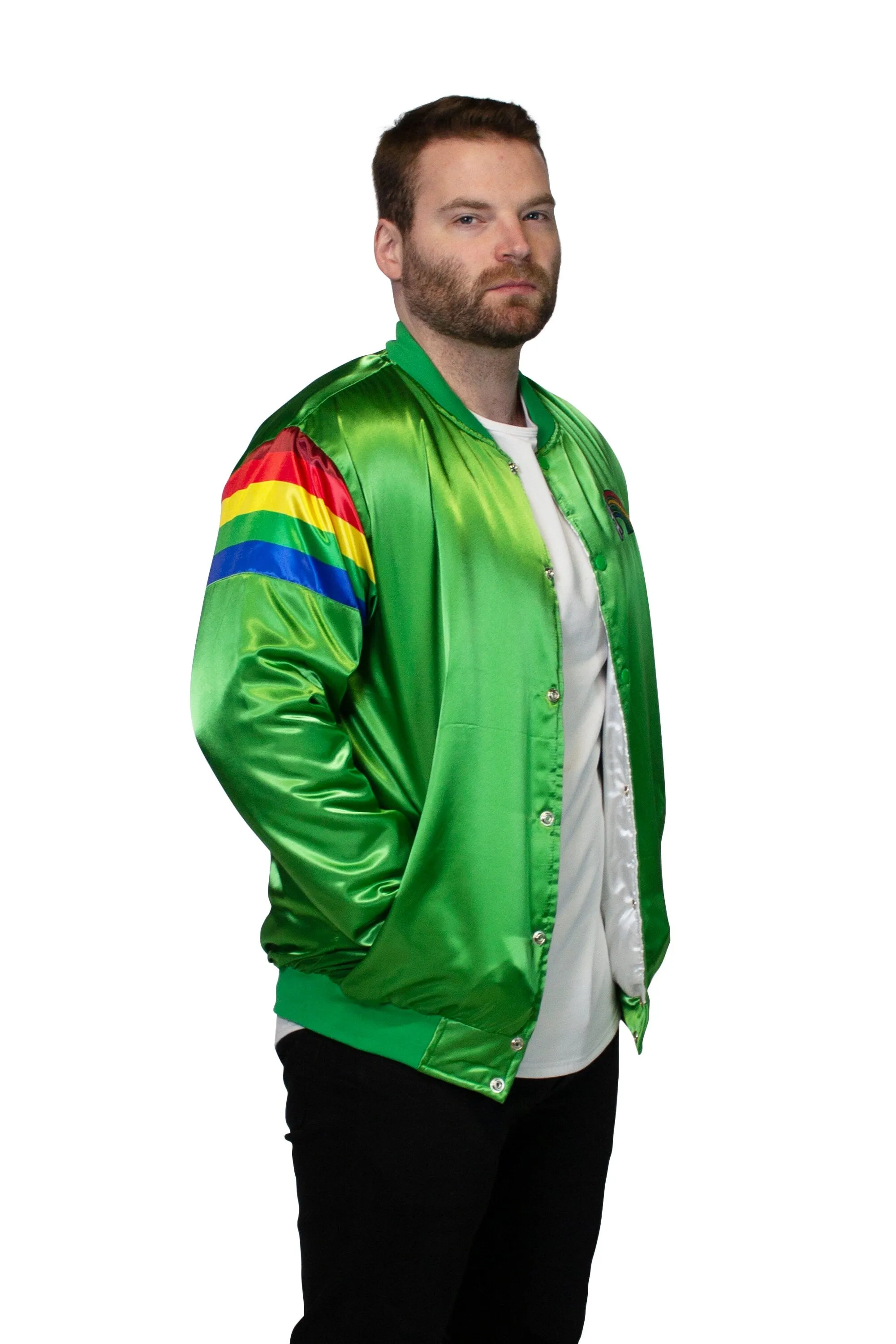 University of Hawaii Rainbow Warriors Men's Satin Button-up Bomber Jacket