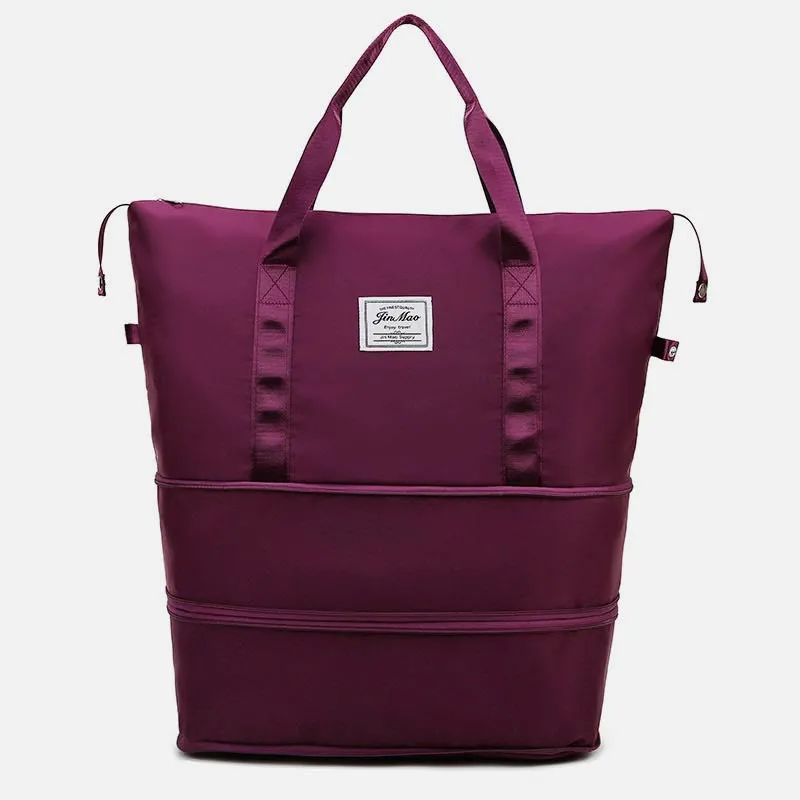 Women Double Expansion Travel Bag Large Lightweight Oxford Duffel Bag