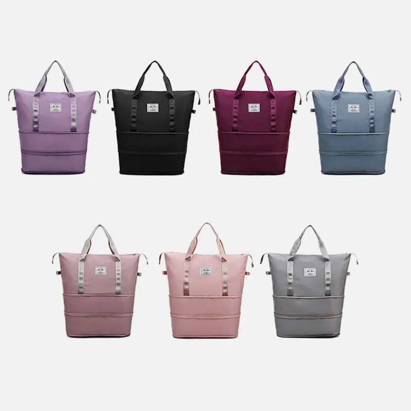 Women Double Expansion Travel Bag Large Lightweight Oxford Duffel Bag