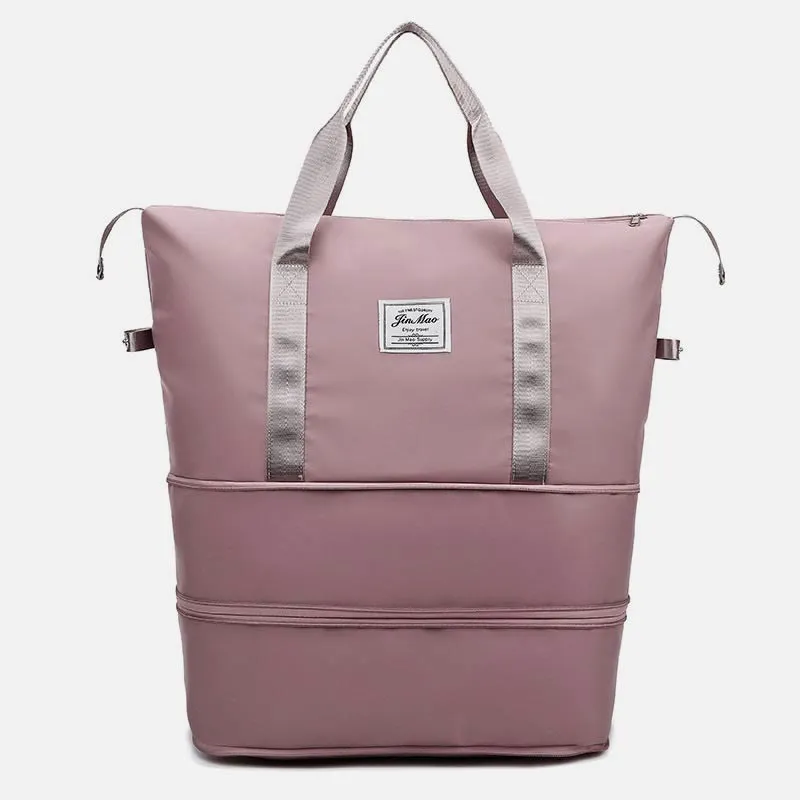 Women Double Expansion Travel Bag Large Lightweight Oxford Duffel Bag