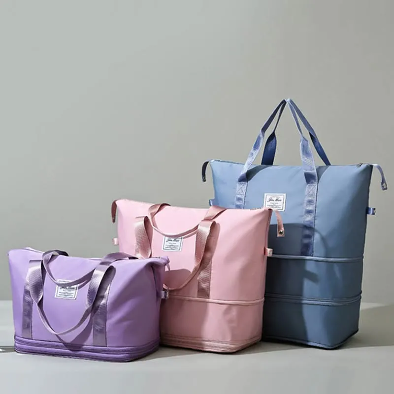 Women Double Expansion Travel Bag Large Lightweight Oxford Duffel Bag