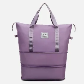 Women Double Expansion Travel Bag Large Lightweight Oxford Duffel Bag