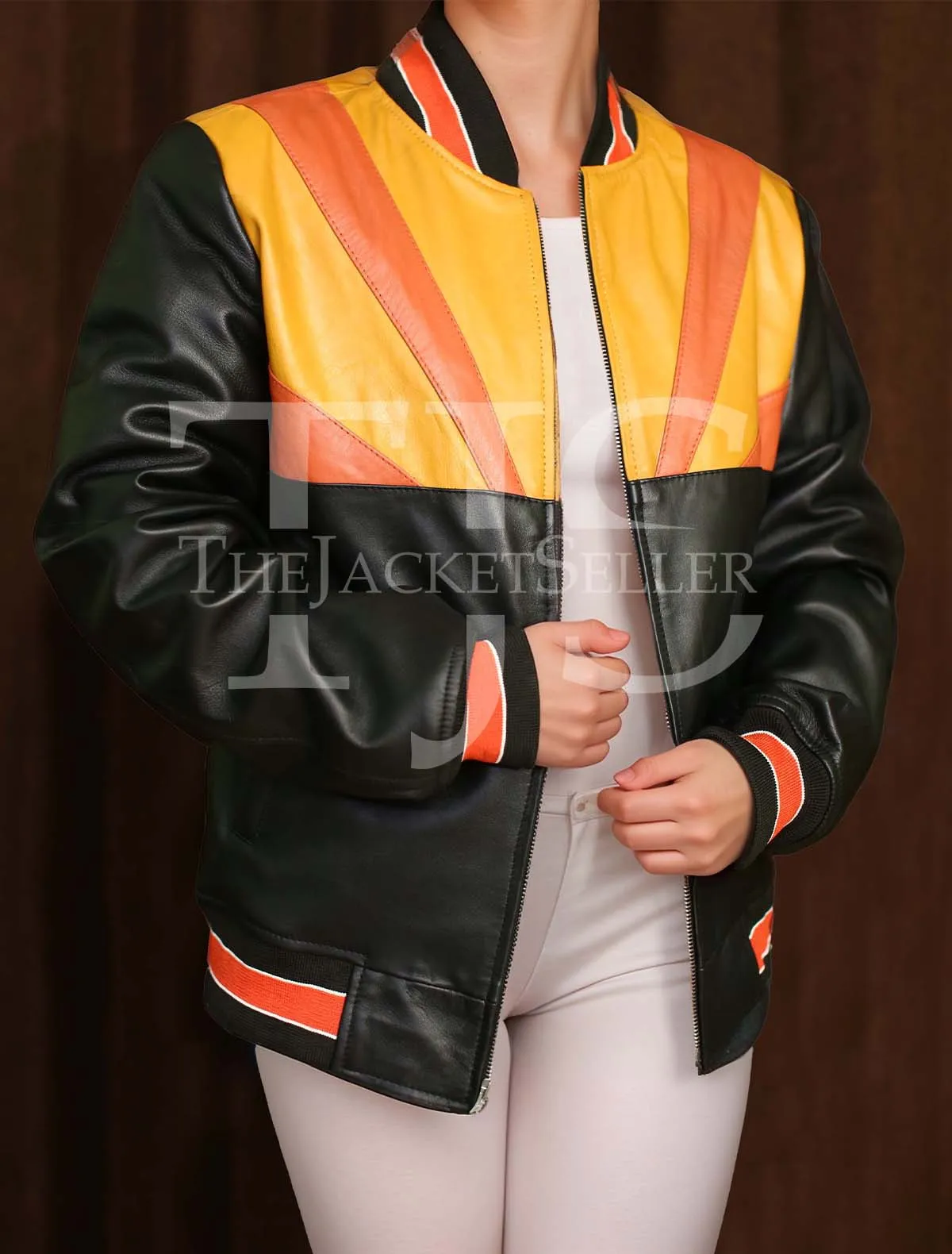 Women Leather Rising Sun Jacket