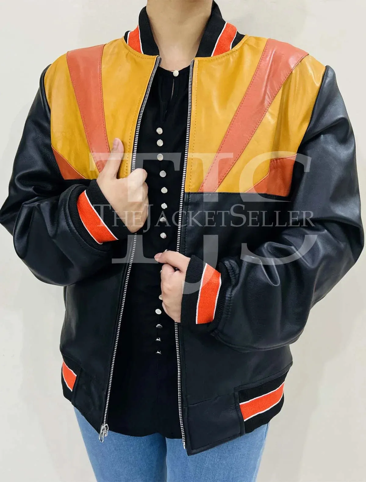 Women Leather Rising Sun Jacket