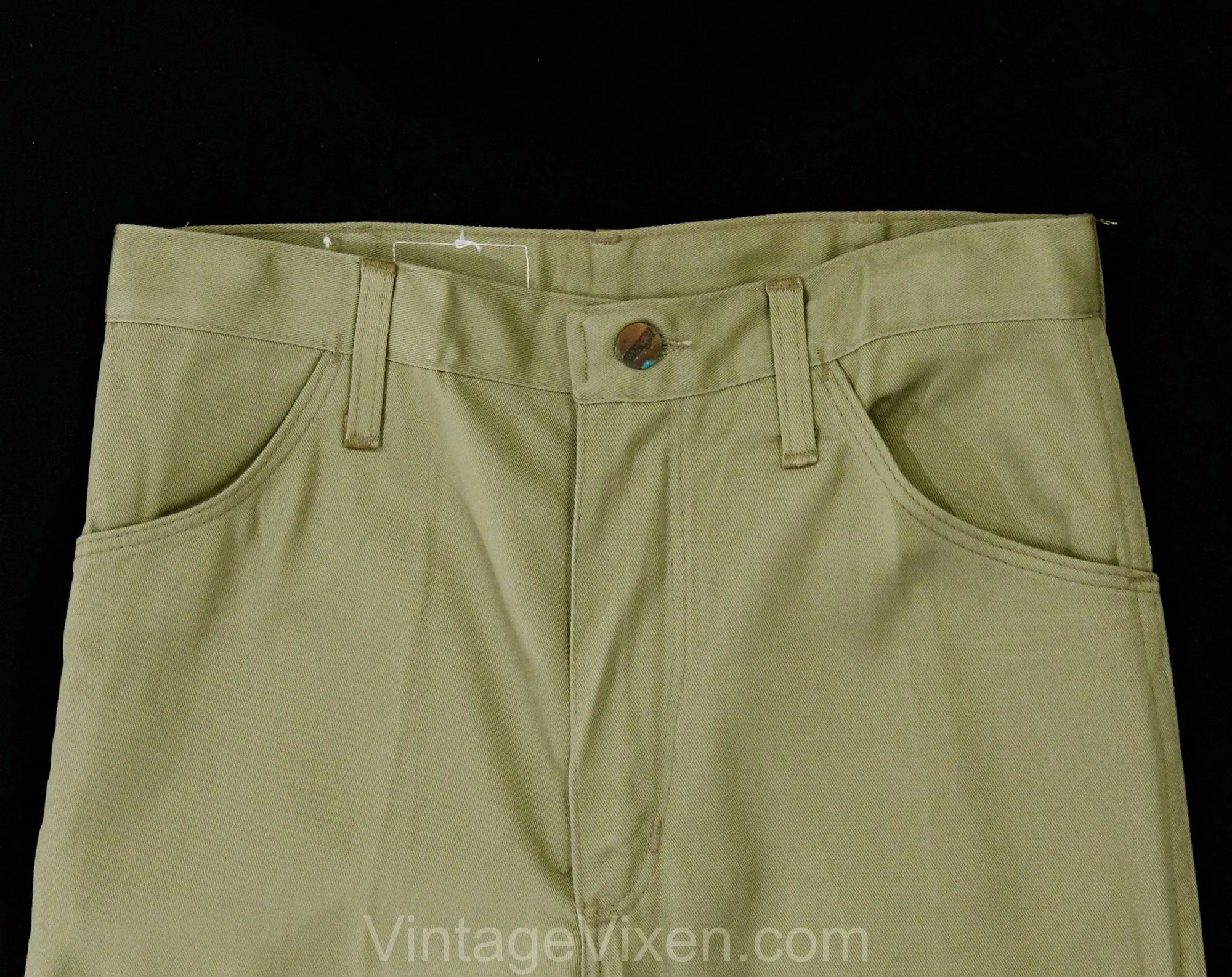 XXS Mens 1970s Pant - Khaki Tan Men's Pant Can Be Unisex Ladies Size 0 - Cotton Wide Leg Trouser 70s 80s Wrangler Deadstock - Teen Size 16